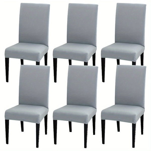 Planet Gates Smoky Gray / Set  Of  6 4pcs Set/6pcs Set Milk Silk Elastic Home Kitchen Dining Chair Slipcover, Chair Cover, Furniture Protector For Wedding Office Living Room Hotel Home Decor