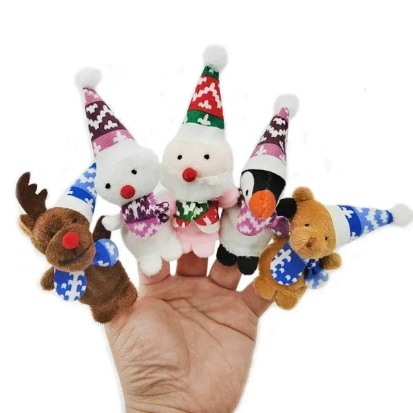 Planet Gates Snow hat 5pcs 1/5/10pcs Cartoon Biological Animal Finger Puppet Storytelling Hand Puppet Plush Toys Baby Favor Dolls Funny Kids Christmas Gift