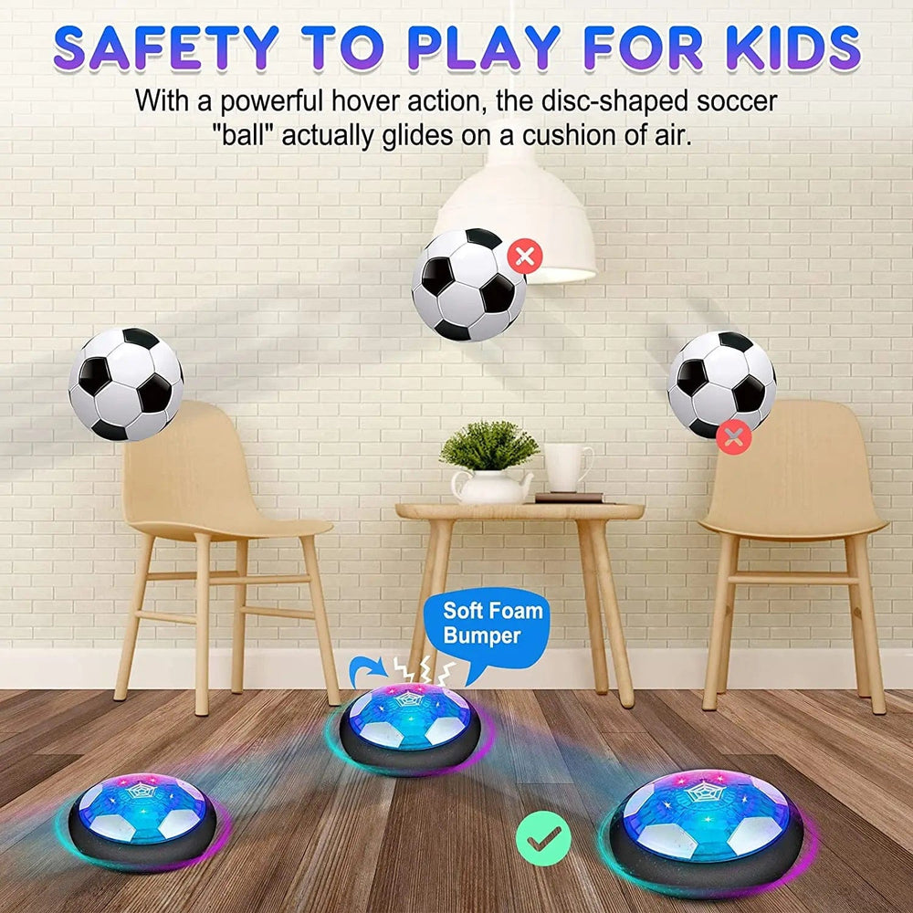 Planet Gates Soccer Kids Toy USB Rechargeable Hover Ball Colored LED Lights for Kid Gifts Gliding Air Cushion Floating Kids Soccer Game