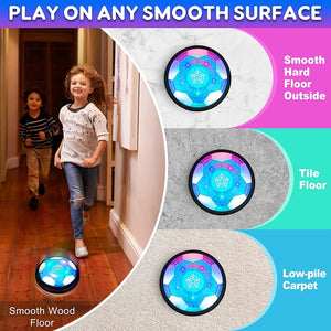 Planet Gates Soccer Kids Toy USB Rechargeable Hover Ball Colored LED Lights for Kid Gifts Gliding Air Cushion Floating Kids Soccer Game