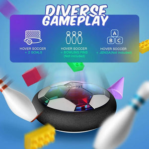 Planet Gates Soccer Kids Toy USB Rechargeable Hover Ball Colored LED Lights for Kid Gifts Gliding Air Cushion Floating Kids Soccer Game