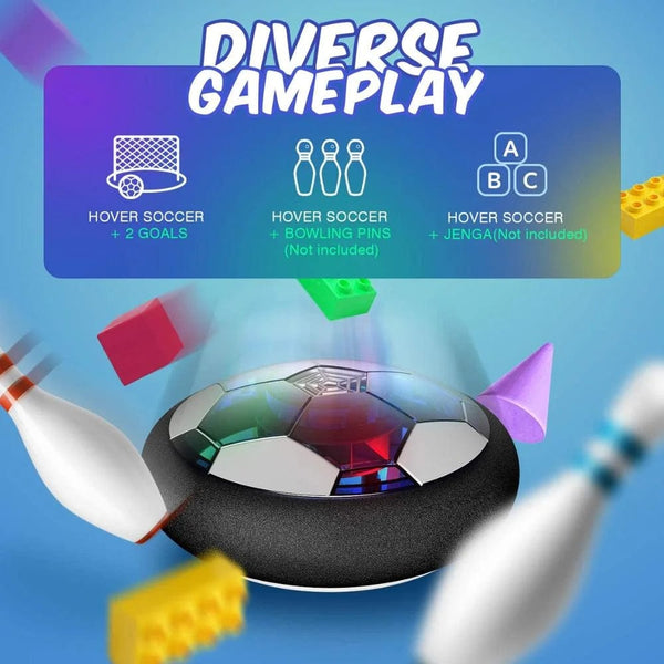 Planet Gates Soccer Kids Toy USB Rechargeable Hover Ball Colored LED Lights for Kid Gifts Gliding Air Cushion Floating Kids Soccer Game