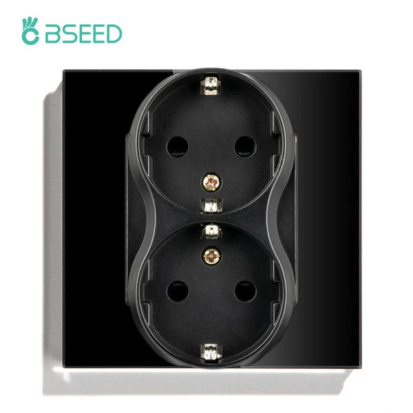 Planet Gates Sockets / Russian Federation BSEED Touch Light Switch With EU USB Wall Sockets Black Wall Led Switches 1/2/3Gang 1Way Crystal Dark Blue Backlight Wall Switch