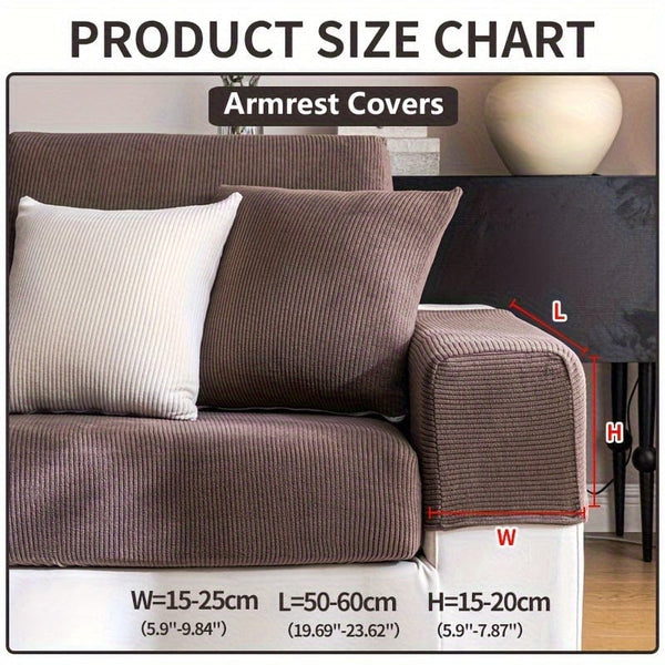 Planet Gates Sofa Arm Cover / Coffee Color 1pc Waterproof Elastic Four Seasons Universal Stretch Sofa Cover, Simple Modern Style Non-slip Sofa Slipcover, Living Room Sofa Protector Couch Cover Suitable For Office Home Decor