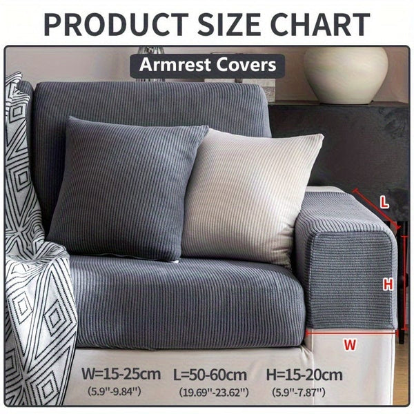 Planet Gates Sofa Arm Cover / Dark Gray 1pc Waterproof Elastic Four Seasons Universal Stretch Sofa Cover, Simple Modern Style Non-slip Sofa Slipcover, Living Room Sofa Protector Couch Cover Suitable For Office Home Decor