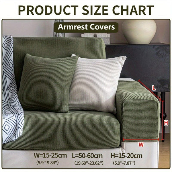 Planet Gates Sofa Arm Cover / Green 1pc Waterproof Elastic Four Seasons Universal Stretch Sofa Cover, Simple Modern Style Non-slip Sofa Slipcover, Living Room Sofa Protector Couch Cover Suitable For Office Home Decor