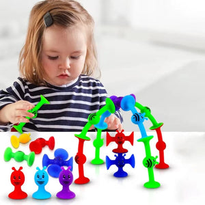 Planet Gates Soft Building Blocks Suction Cup Toys DIY Puzzle Sticky Game Children Bath Toys Montessori Sensory Stress Release Toy for Autism
