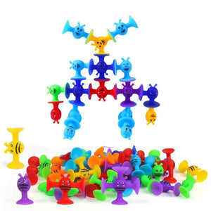 Planet Gates Soft Building Blocks Suction Cup Toys DIY Puzzle Sticky Game Children Bath Toys Montessori Sensory Stress Release Toy for Autism