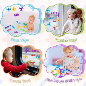 Planet Gates Soft Building Blocks Suction Cup Toys DIY Puzzle Sticky Game Children Bath Toys Montessori Sensory Stress Release Toy for Autism