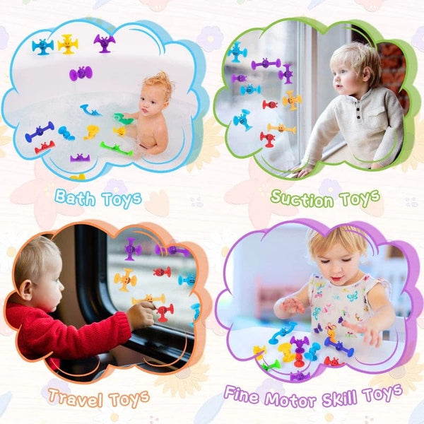 Planet Gates Soft Building Blocks Suction Cup Toys DIY Puzzle Sticky Game Children Bath Toys Montessori Sensory Stress Release Toy for Autism