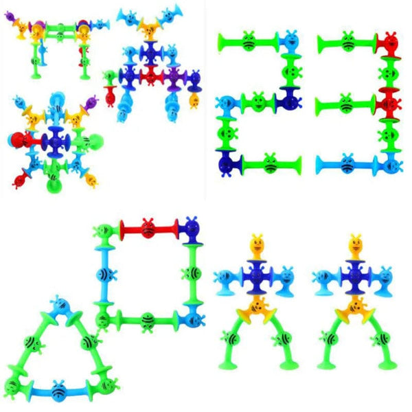 Planet Gates Soft Building Blocks Suction Cup Toys DIY Puzzle Sticky Game Children Bath Toys Montessori Sensory Stress Release Toy for Autism
