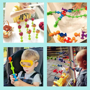 Planet Gates Soft Building Blocks Suction Cup Toys DIY Puzzle Sticky Game Children Bath Toys Montessori Sensory Stress Release Toy for Autism