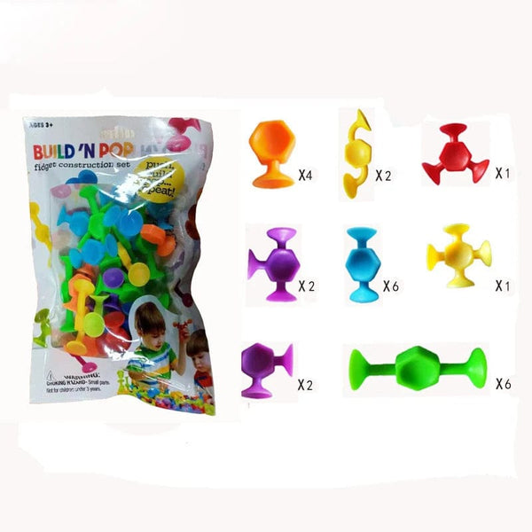 Planet Gates Soft Building Blocks Suction Cup Toys DIY Puzzle Sticky Game Children Bath Toys Montessori Sensory Stress Release Toy for Autism