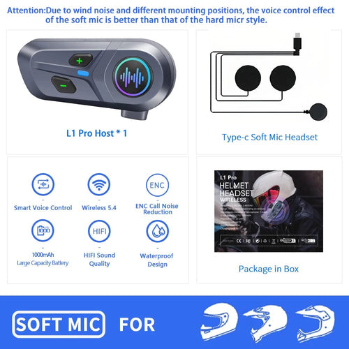 Planet Gates Soft Mic Voice Ctrl Intelligent Voice Control BT 5.4 Motorcycle Helmet Headset Wireless Awaken By Voice Control Call Phone Earphone Music Player