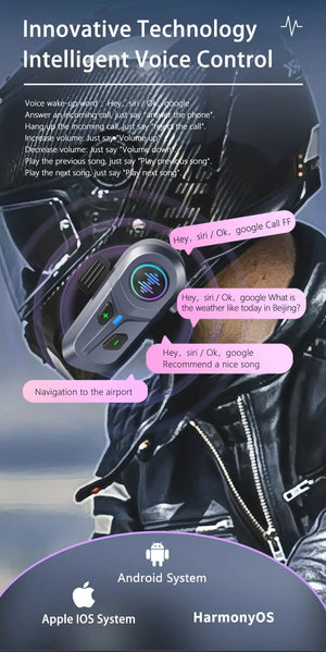 Planet Gates Soft Mic Voice Ctrl Intelligent Voice Control BT 5.4 Motorcycle Helmet Headset Wireless Awaken By Voice Control Call Phone Earphone Music Player