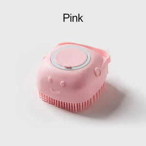 Planet Gates Soft Pink A Bathroom Puppycat Washing Massage Dispenser Grooming Shower Brush Soft Silicone Dog Brush Pet Shampoo Massager Bath Brush