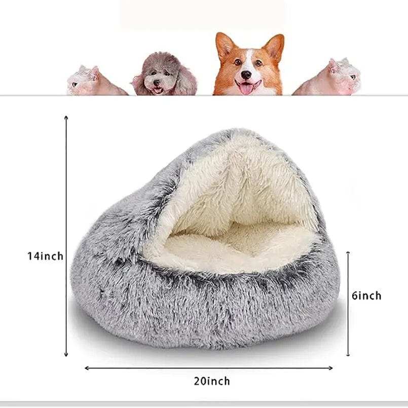 Planet Gates Soft Plush Pet Bed with Cover Round Cat Bed Pet Mattress Warm Cat Dog 2 in 1 Sleeping Nest Cave for Small Dogs