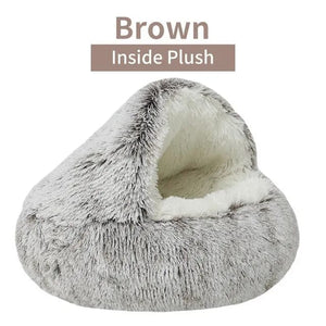 Planet Gates Soft Plush Pet Bed with Cover Round Cat Bed Pet Mattress Warm Cat Dog 2 in 1 Sleeping Nest Cave for Small Dogs