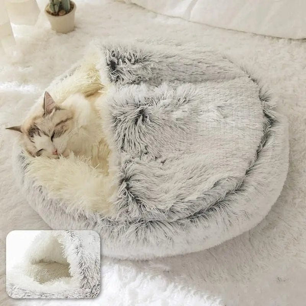 Planet Gates Soft Plush Pet Bed with Cover Round Cat Bed Pet Mattress Warm Cat Dog 2 in 1 Sleeping Nest Cave for Small Dogs