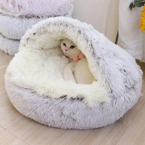 Planet Gates Soft Plush Pet Bed with Cover Round Cat Bed Pet Mattress Warm Cat Dog 2 in 1 Sleeping Nest Cave for Small Dogs