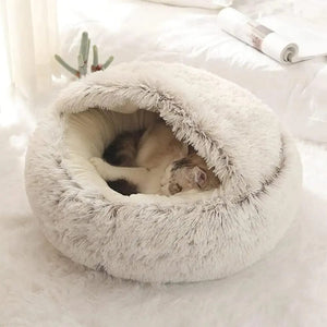 Planet Gates Soft Plush Pet Bed with Cover Round Cat Bed Pet Mattress Warm Cat Dog 2 in 1 Sleeping Nest Cave for Small Dogs