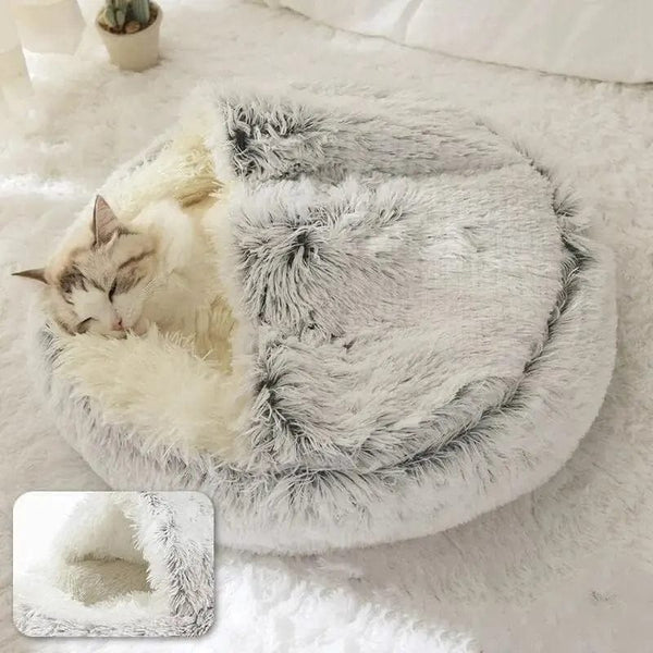 Planet Gates Soft Plush Pet Bed with Cover Round Cat Bed Pet Mattress Warm Cat Dog 2 in 1 Sleeping Nest Cave for Small Dogs