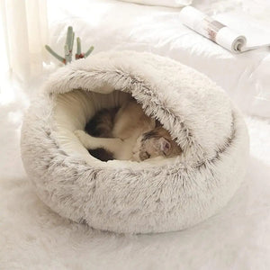 Planet Gates Soft Plush Pet Bed with Cover Round Cat Bed Pet Mattress Warm Cat Dog 2 in 1 Sleeping Nest Cave for Small Dogs