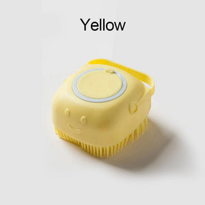 Planet Gates Soft Yellow A Bathroom Puppycat Washing Massage Dispenser Grooming Shower Brush Soft Silicone Dog Brush Pet Shampoo Massager Bath Brush