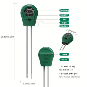 Planet Gates Soil Hygrometer 1pc 3 In 1 Soil PH Meter Hygrometer Sunshine PH Meter Acidity Humidity PH Monitor Soil Humidity Sensor Garden Soil Hygrometer Plant Moisture Monitor Soil Hygrometer Sensor For Gardening, Agriculture, Indoor And Outdoor