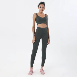 Planet Gates SOISOU Nylon Tracksuits Women's Yoga Set Sports Suit Gym Fitness Bra Leggings Women Lounge Wear Crop Tops Sexy 18 Colors