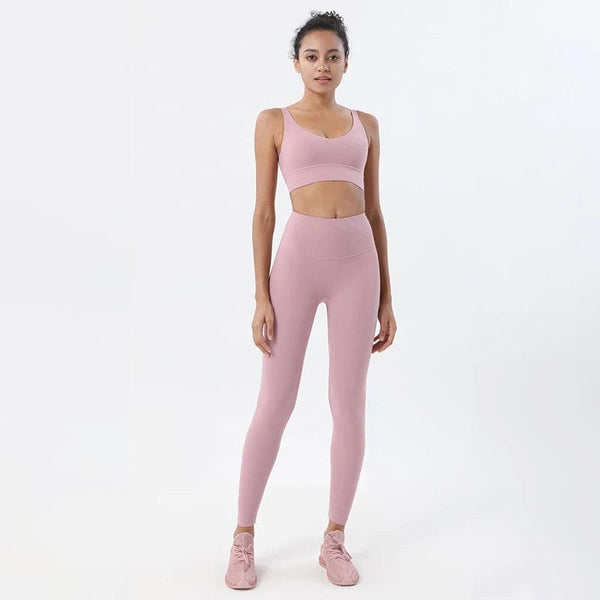 Planet Gates SOISOU Nylon Tracksuits Women's Yoga Set Sports Suit Gym Fitness Bra Leggings Women Lounge Wear Crop Tops Sexy 18 Colors