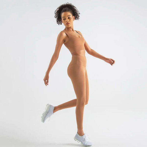 Planet Gates SOISOU Nylon Tracksuits Women's Yoga Set Sports Suit Gym Fitness Bra Leggings Women Lounge Wear Crop Tops Sexy 18 Colors