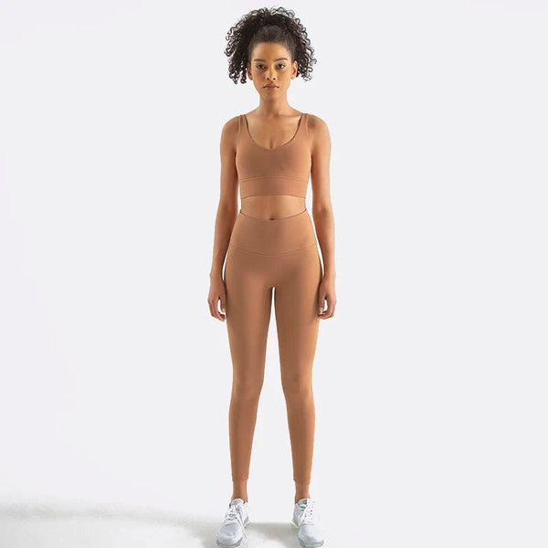 Planet Gates SOISOU Nylon Tracksuits Women's Yoga Set Sports Suit Gym Fitness Bra Leggings Women Lounge Wear Crop Tops Sexy 18 Colors