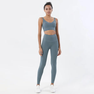 Planet Gates SOISOU Nylon Tracksuits Women's Yoga Set Sports Suit Gym Fitness Bra Leggings Women Lounge Wear Crop Tops Sexy 18 Colors