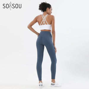 Planet Gates SOISOU Nylon Yoga Set Women's Tracksuit Gym Fitness Set Woman 2 Pieces Leggings Sports Bra Breathable Sportwear Woman Clothes