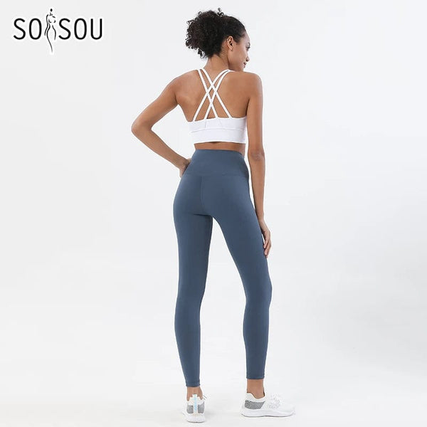 Planet Gates SOISOU Nylon Yoga Set Women's Tracksuit Gym Fitness Set Woman 2 Pieces Leggings Sports Bra Breathable Sportwear Woman Clothes