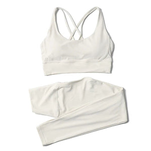 Planet Gates SOISOU Nylon Yoga Set Women's Tracksuit Gym Fitness Set Woman 2 Pieces Leggings Sports Bra Breathable Sportwear Woman Clothes