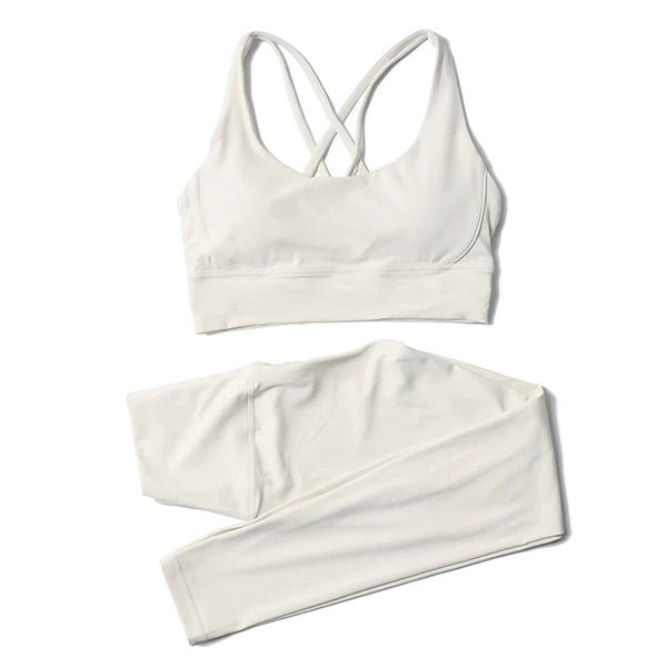 Planet Gates SOISOU Nylon Yoga Set Women's Tracksuit Gym Fitness Set Woman 2 Pieces Leggings Sports Bra Breathable Sportwear Woman Clothes