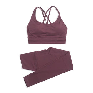 Planet Gates SOISOU Nylon Yoga Set Women's Tracksuit Gym Fitness Set Woman 2 Pieces Leggings Sports Bra Breathable Sportwear Woman Clothes