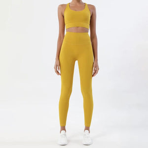 Planet Gates SOISOU Nylon Yoga Set Women's Tracksuit Gym Fitness Set Woman 2 Pieces Leggings Sports Bra Breathable Sportwear Woman Clothes