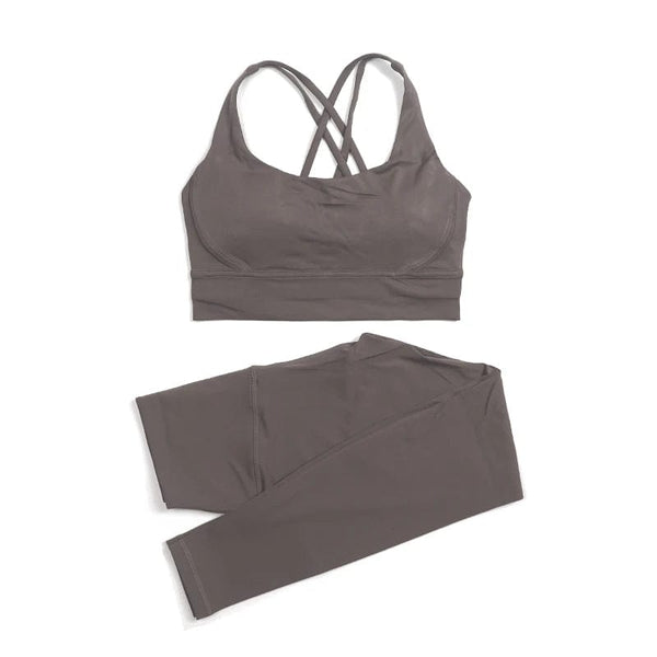 Planet Gates SOISOU Nylon Yoga Set Women's Tracksuit Gym Fitness Set Woman 2 Pieces Leggings Sports Bra Breathable Sportwear Woman Clothes