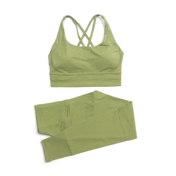 Planet Gates SOISOU Nylon Yoga Set Women's Tracksuit Gym Fitness Set Woman 2 Pieces Leggings Sports Bra Breathable Sportwear Woman Clothes