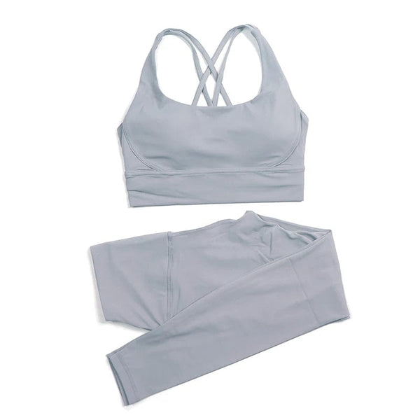 Planet Gates SOISOU Nylon Yoga Set Women's Tracksuit Gym Fitness Set Woman 2 Pieces Leggings Sports Bra Breathable Sportwear Woman Clothes