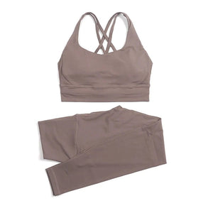 Planet Gates SOISOU Nylon Yoga Set Women's Tracksuit Gym Fitness Set Woman 2 Pieces Leggings Sports Bra Breathable Sportwear Woman Clothes