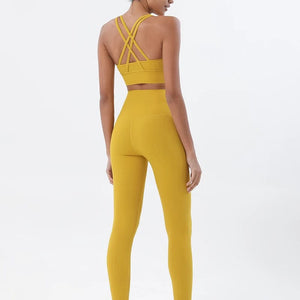 Planet Gates SOISOU Nylon Yoga Set Women's Tracksuit Gym Fitness Set Woman 2 Pieces Leggings Sports Bra Breathable Sportwear Woman Clothes