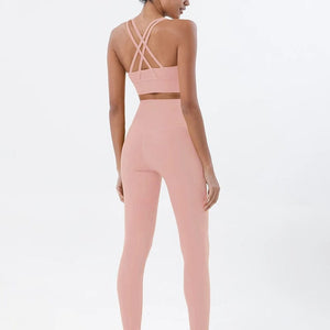 Planet Gates SOISOU Nylon Yoga Set Women's Tracksuit Gym Fitness Set Woman 2 Pieces Leggings Sports Bra Breathable Sportwear Woman Clothes