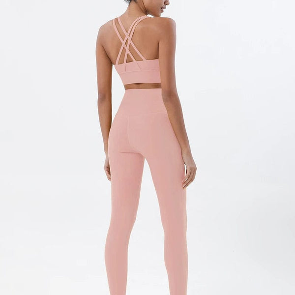 Planet Gates SOISOU Nylon Yoga Set Women's Tracksuit Gym Fitness Set Woman 2 Pieces Leggings Sports Bra Breathable Sportwear Woman Clothes