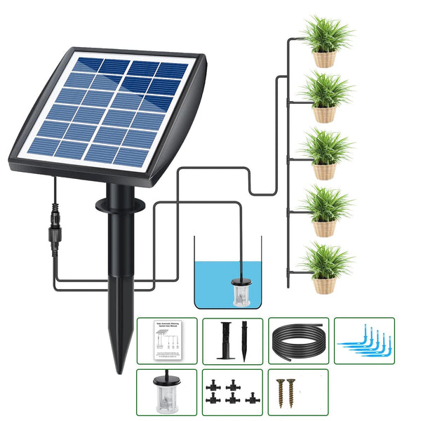 Planet Gates Solar Auto Watering System Automatic Drip Irrigation Kit Self Watering Device Water Timer for Plant in Patio Balcony Green House