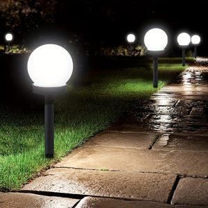 Planet Gates Solar Ball Lawn Light【White Light】 3 Packs Solar Lights Outdoor, Solar LED Globe Powered Garden Light Waterproof For Yard Patio Walkway Landscape In-Ground Spike Pathway Cool White, Halloween Decorations Lights Outdoor