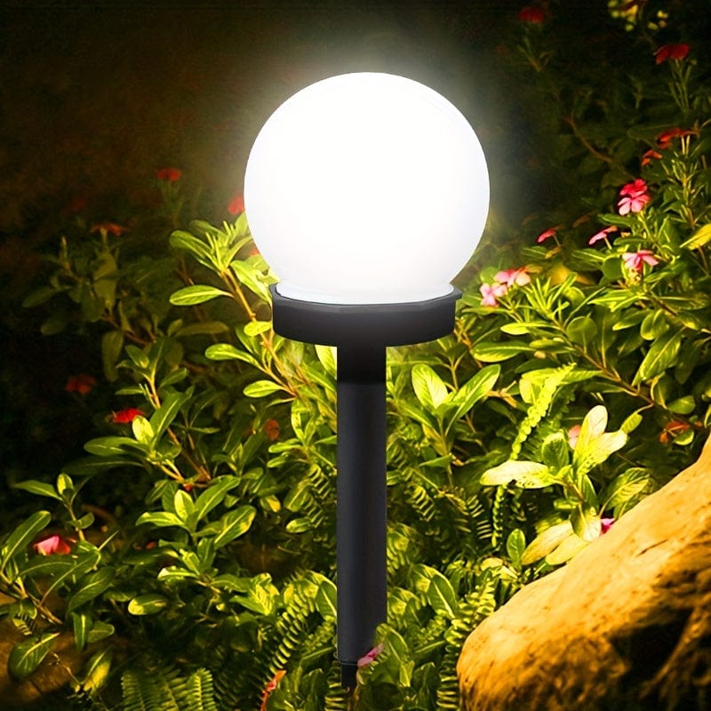 Planet Gates Solar Ball Lawn Light【White Light】 3 Packs Solar Lights Outdoor, Solar LED Globe Powered Garden Light Waterproof For Yard Patio Walkway Landscape In-Ground Spike Pathway Cool White, Halloween Decorations Lights Outdoor